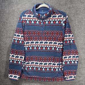 Chubbies 1/4 Zip Pullover Mens Medium Boomshakalaka Bear Fair Isle Fleece Blue